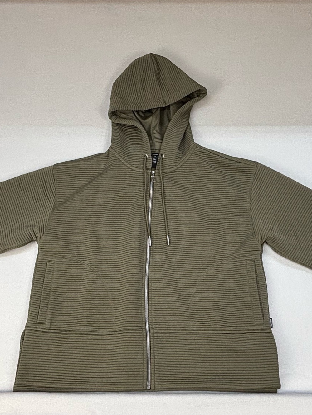DKNY Olive Green Ribbed Zip Hoodie